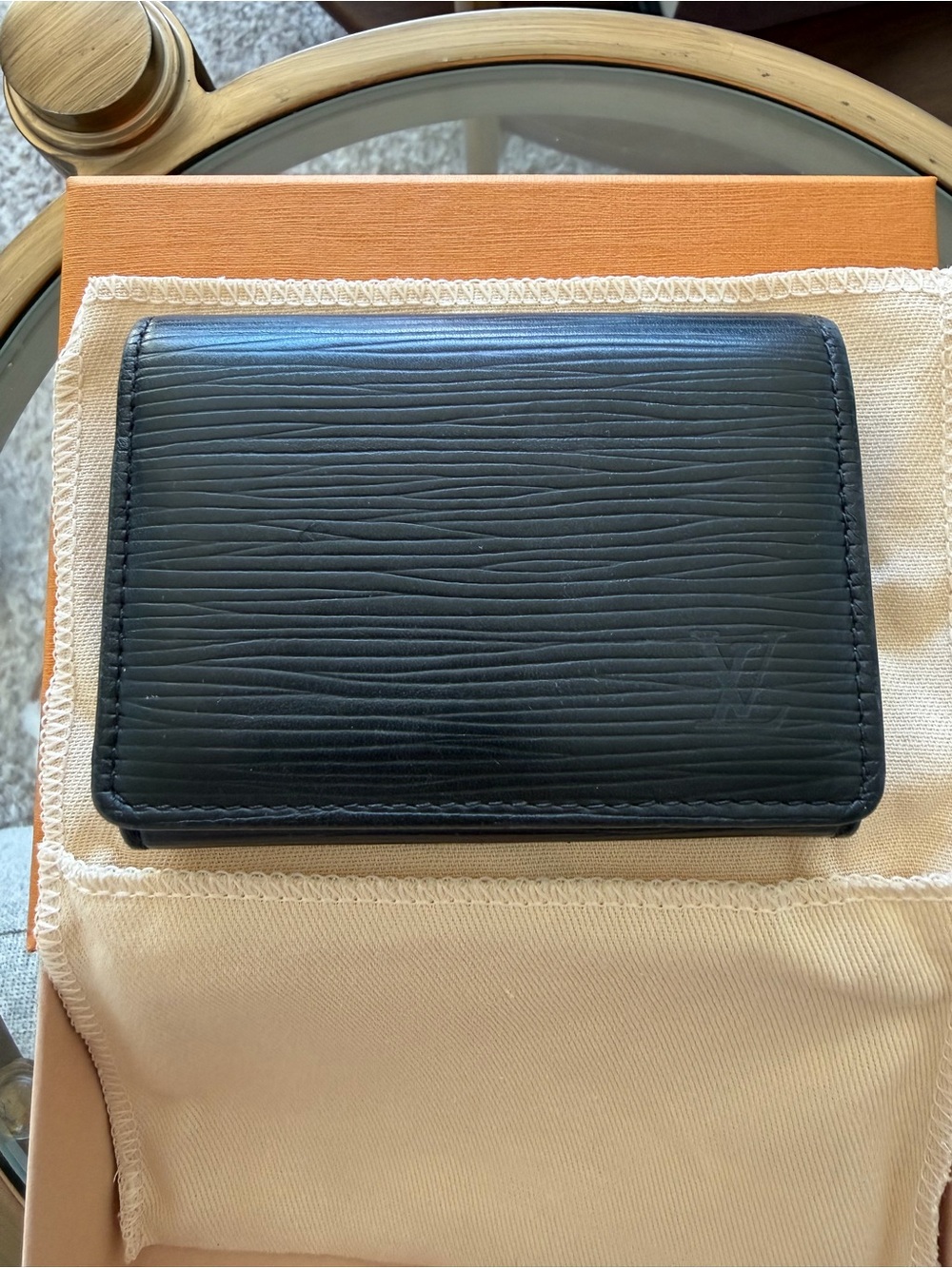 Louis Vuitton Epi Enveloppe Carte de Visite Black Card Holder Wallet